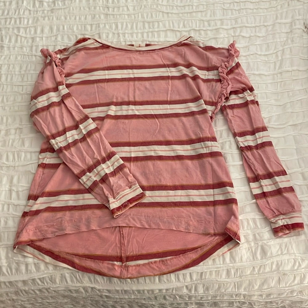 Anthropologie Pilcro Pink Striped Tee - Size: Small